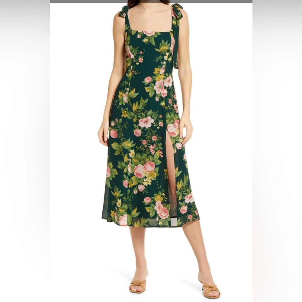 Reformation Green Floral Midi Dress - Picture 2 of 3